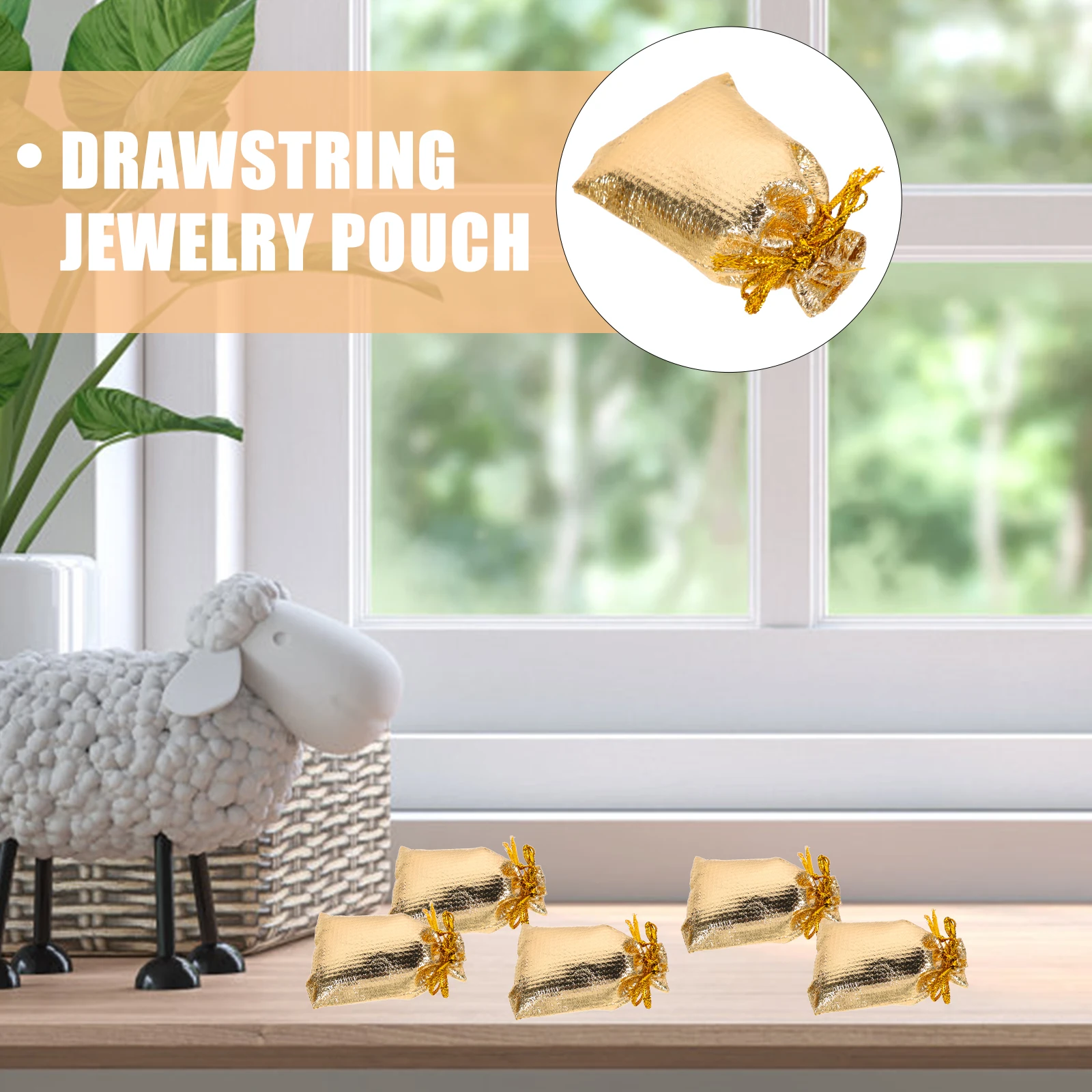 

50 Pcs Bags Drawstring Jewelry Bag Drawstring Favor Pouches Jewelry Wedding Party Bride Small Storage Bag Cloth Material