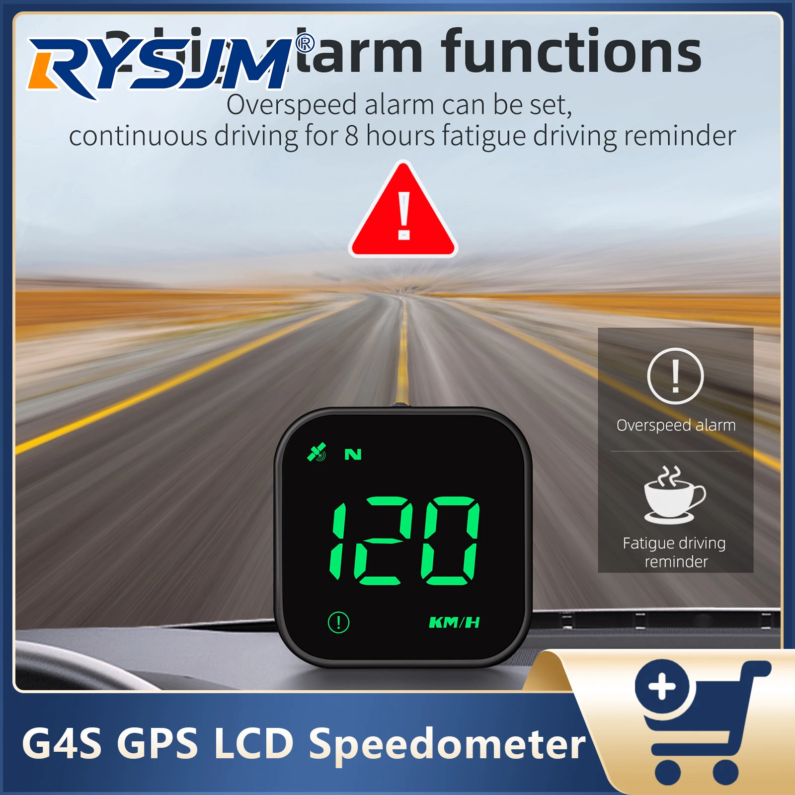 G4S Car GPS Speedometer GPS Head Up Display For HUD With White/Green Light Fatigue Driving Reminder Overspeed Alarm LCD Gauge