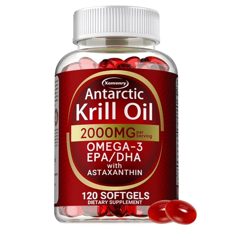 

Antarctic Krill Oil Capsules - Antioxidant, Bone, Joint, Brain and Eye Health Support, and Maintenance of Normal Liver Function