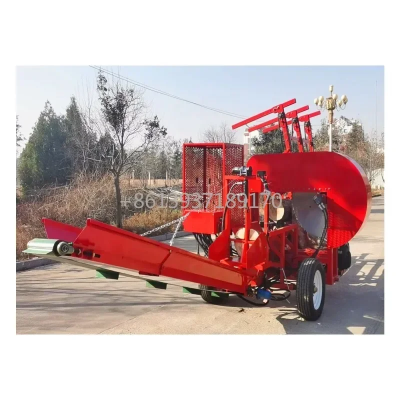 Hot Sale 4 /6/8 Way Wedge Circular Blade Saw Diesel Log Splitter with Chain Table and 5M Conveyor Cheap Firewood Processor