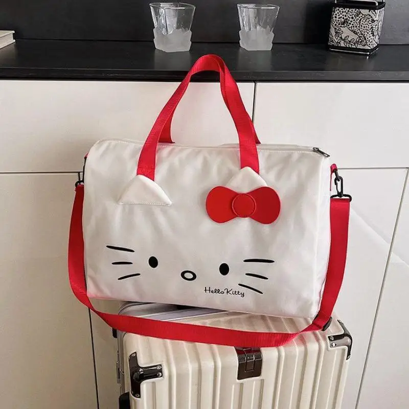 

Sanrio New Hello Kitty Large Capacity Travel Bag 2025 Kawaii Luggage Storage Backpack Women's Aeroplane Travel Bag Handbag Gift