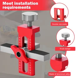 Adjustable Cabinet Door Mounting Jig Quick Positioning Hole Opening Tool Aluminum Alloy for Woodworking Installing Cabinets Tool
