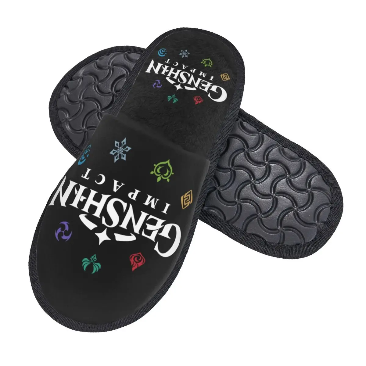 Custom Genshin Impact Elements Colours Guest Slippers for Bathroom Women Anime Game House Slipper