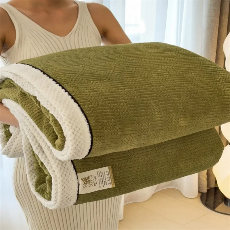 

2024 New Class A Warm Fleece Jacquard Engraved Multifunctional Blanket Thickened Winter Blanket Nap Sofa Blanket Sheet