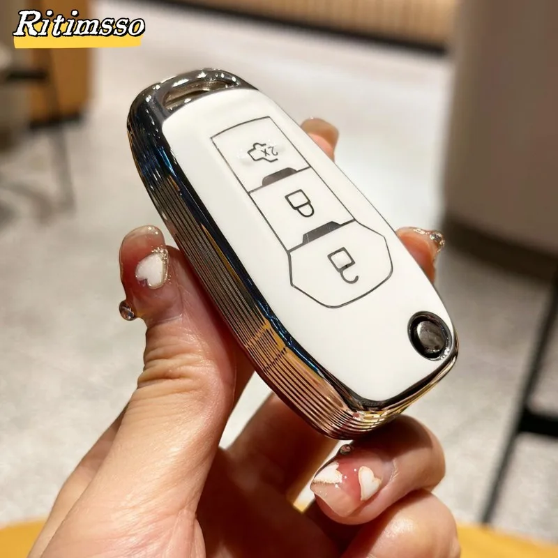 For Ford Figo 2017 Mondeo 5 Ecosport Puma 2020 Fiesta Mk8 Everest Ranger 3 Buttons TPU Car Remote Key Case Cover Shell Fob