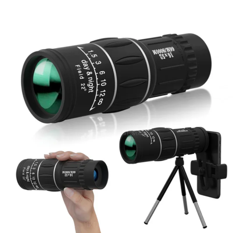 16X52 Monocular Telescope Dual Focus Zoom Binoculars 66M/8000M Low-Light Night Vision With Strap Optical Lens/Rubber Outdoor