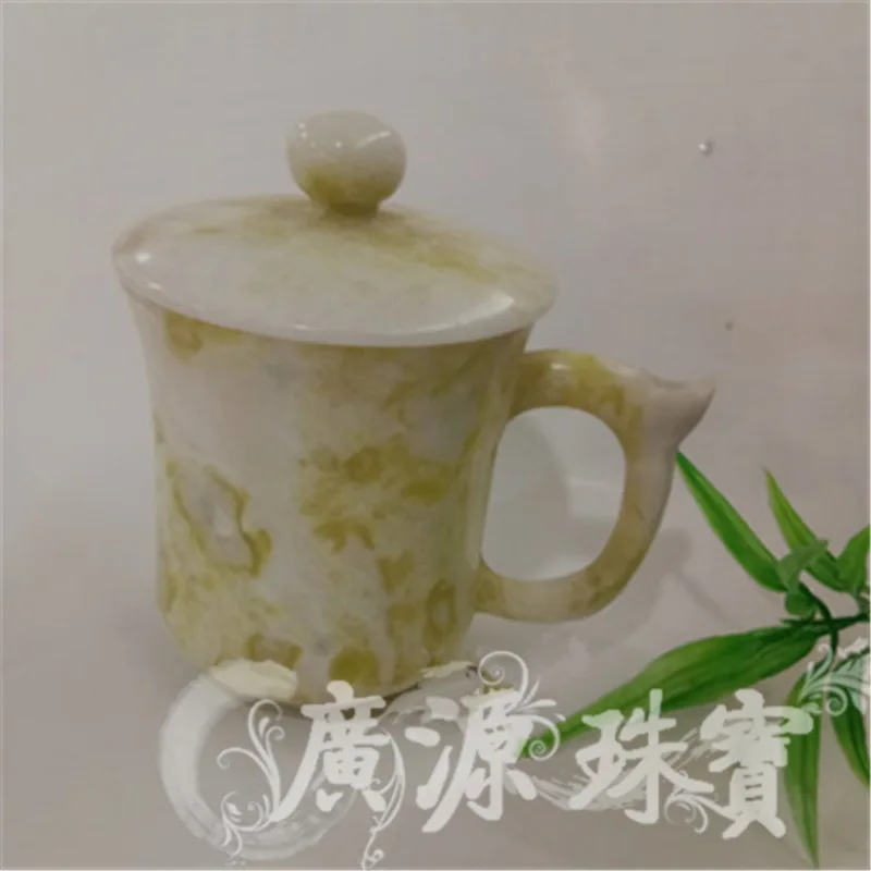 Natural Jade Teacup Magnetic Stone Insulated Mug With Handle And Lid Health Gongfu Teaware Coffee Mugs Jades Cups