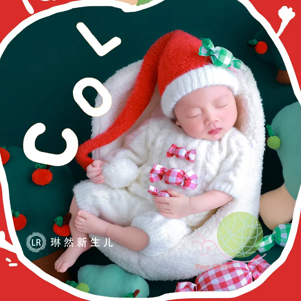 

❤️Newborn Photography Clothing Christmas Hat+Jumpsuit+Candy Studio Baby Photo Props Accessories Costume Outfits Fotografia