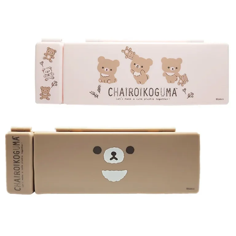 Rilakkuma Chairoikoguma PVC Pencil Case Pen Box Cartoon Anime Cute Kawaii School Pencil Cases for Kids Girls School Stationery