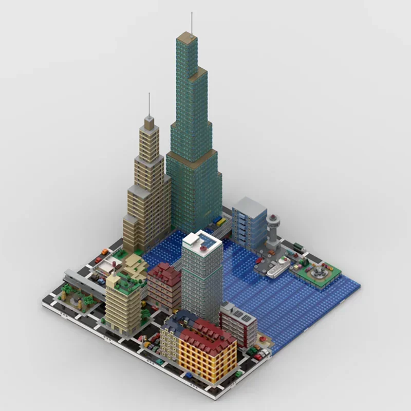 Seria Klocków Konstrukcyjnych City Street Moc 2: 16 Mikro Model Technologiczny Klocki Widok Ulicy DIY Zabawka Konstrukcyjna na Prezent Świąteczny