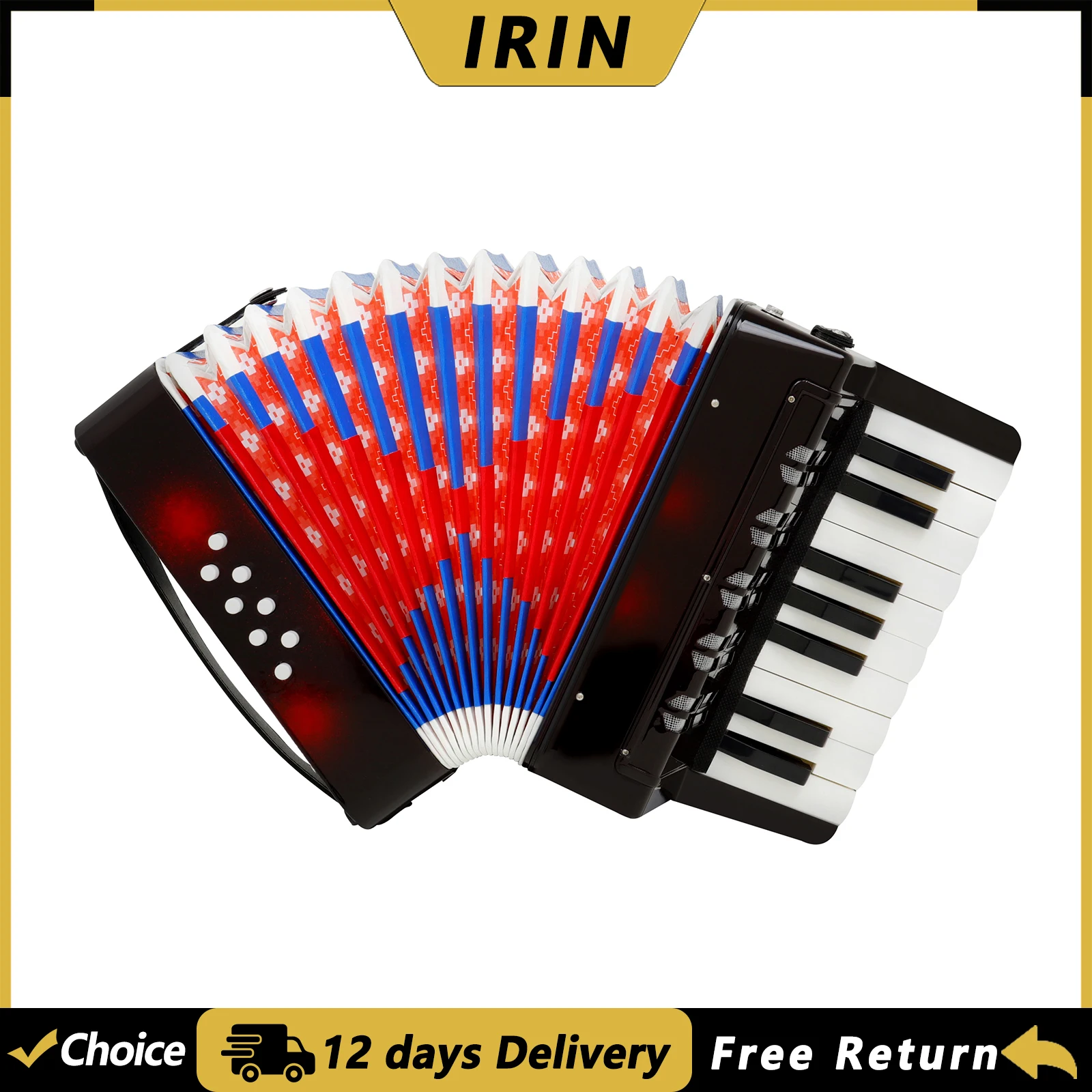 IRIN 17 Keys 8 Bass Accordion 104 Accordion Piano Keyboard Rhythm Training Keyboard Muaical Instrument Gifts for Learning