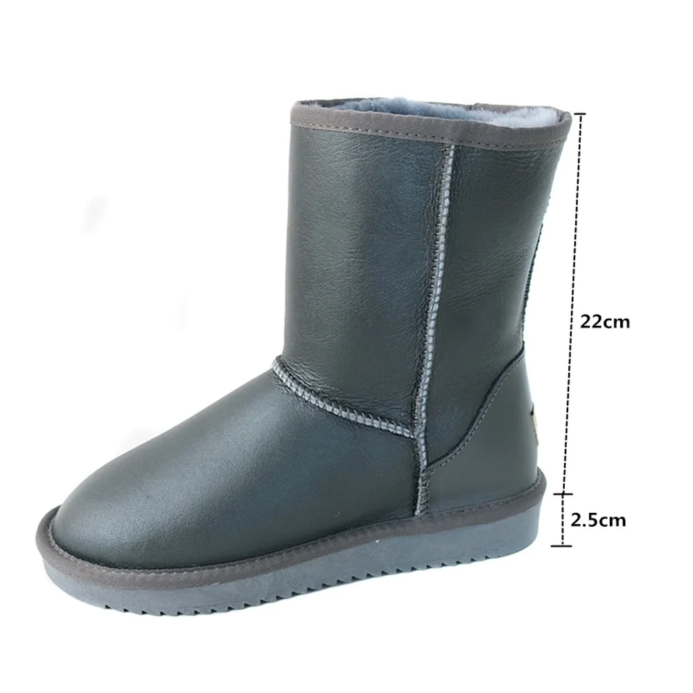 Australia Genuine Sheepskin Boots Women Wool Snow Boots Sheep Fur Boots Mid-Calf Flat Winter Shoes