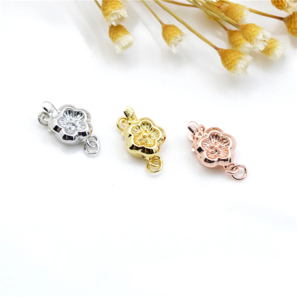 Colored Gold Silver Rose Gold Flower Shaped Insert Jewelry Making Connecting Buckle Diy Bracelet Necklace Tail Accessories