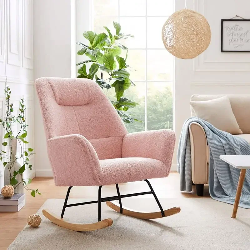 

ABCSolid Wood Rocking Armchair Upholstered For Nursery Living Room