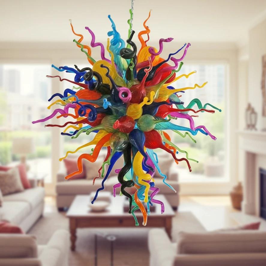 

LONGREE Multicolor Hand Blown Glass Chandelier Lighting Art Decor Light Fixture