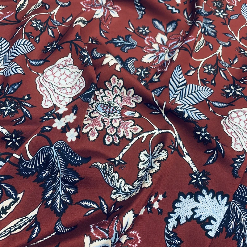 

1 метр 95% шелковицы 5% спандекс 25 мама креп шелковая ткань красный цветочный принт 108 см 42,5 дюйма шириной по дворам JX172