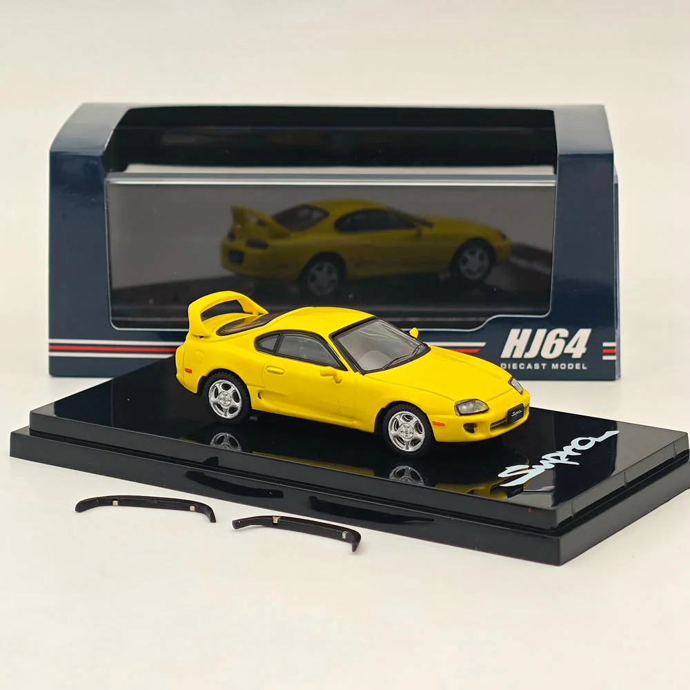 Hobby Japan 1/64 For SUPRA RZ JZA80 with Active Spoiler Parts Yellow HJ642042Y Diecast Models Car Collection Auto Toys Gift