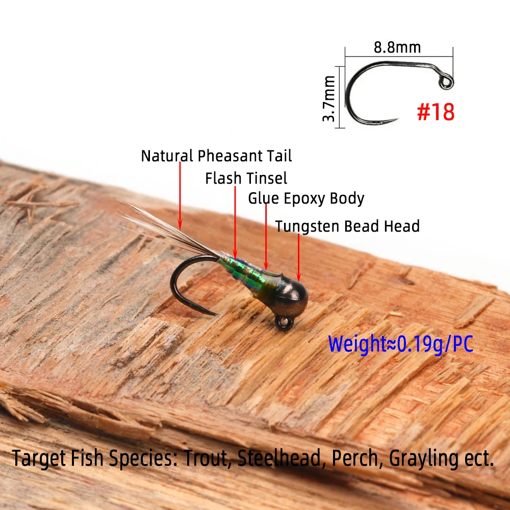 6PCS Perdigon Nymph or Euro Nymph for Weighted Fly Fishing Nymph Fast Sinking Trout, Grayling Fishing Lures