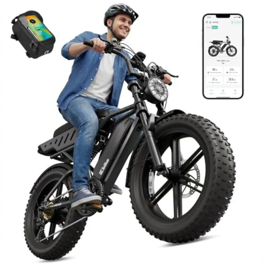 

Electric Bike for Adults: Retro 1500W Peak Motor, Black/Gray Aluminum Frame, 60/110 Miles Range, Removable 48V 15Ah Battery, 20