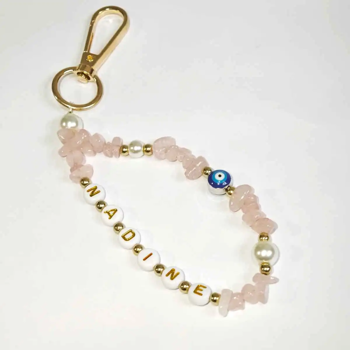 Personalized Custom Gemstone Keychain with Devil Eye