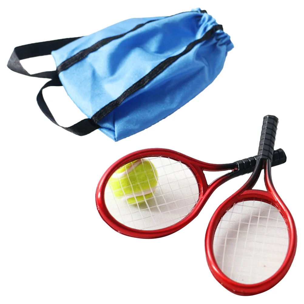 

Simulated Tennis Racket Set Shuttlecock Miniature Toys Photography Props Tool Cricket Plastic Accessories for Dolls Model Kids