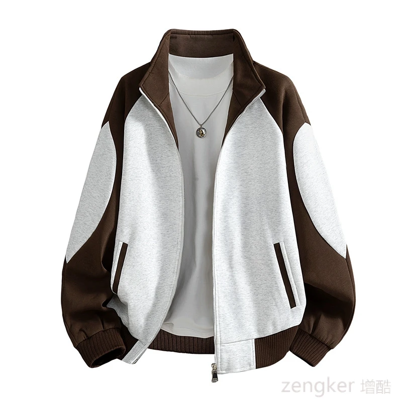 Big size Stand Collar Jacket for Spring and Autumn Trendy Youth Top Casual Versatile Outerwear Cardigan Sweatshirt 9XL 8XL