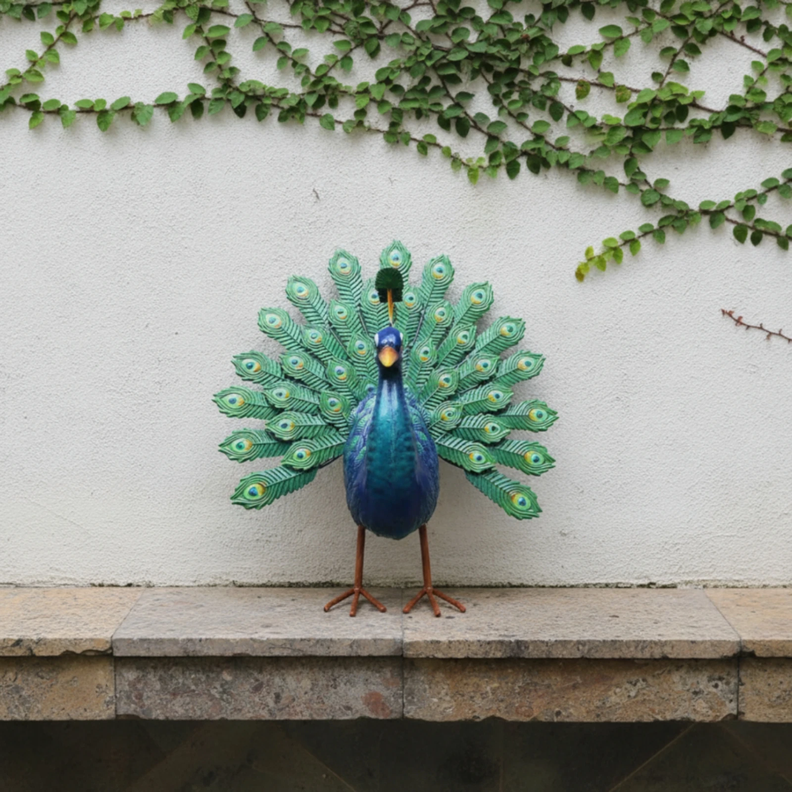 Peacock Garden Statue Metal Peacock Sculpture Garden Statue Elegant Hand-Painted for Courtyard, Patio