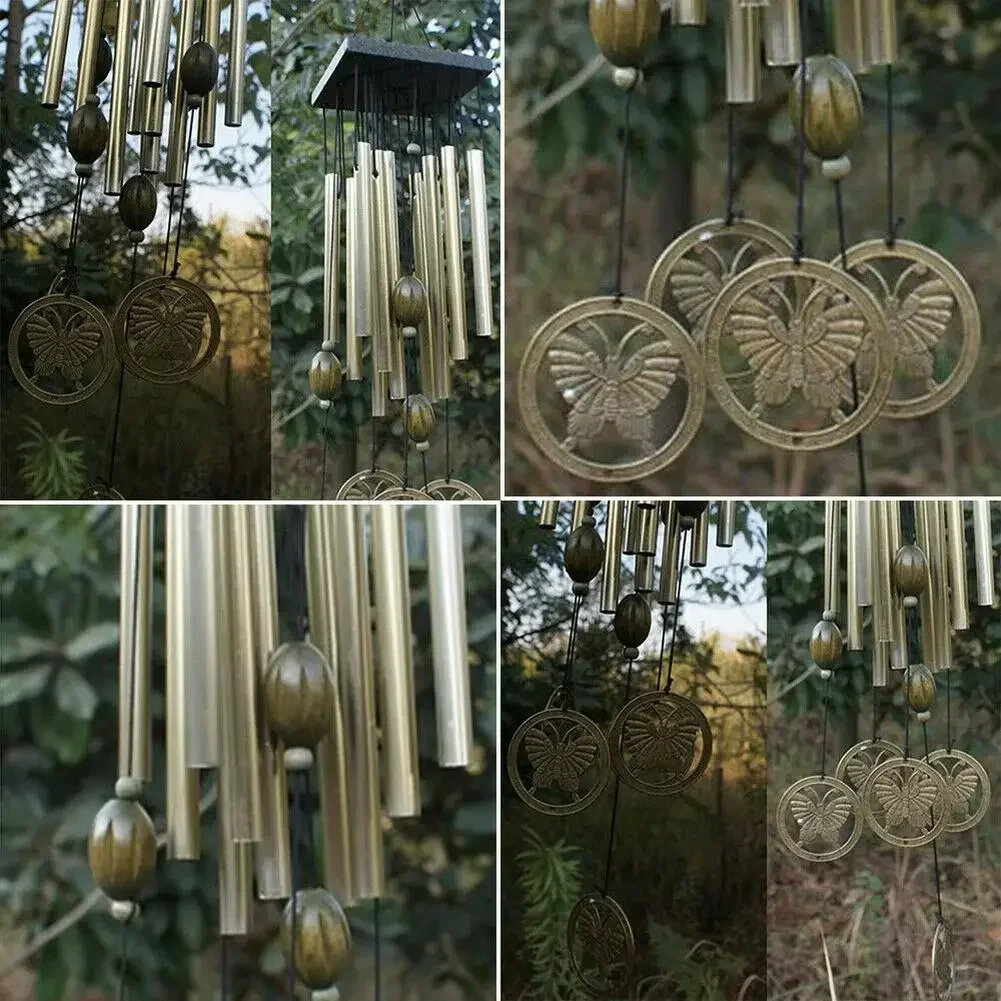 1 X Windchime Large Wind Chimes Bell Stainless Butterfly 12 Tube Outdoor Windchime Garden Yard  9.5cm*60cm*13cm High Quality