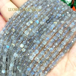 4-5MM Faceted Square AAA Natural Labradorite Loose Cube Stone Spacer Beads for Jewelry Making Diy Earrings Bracelet Accessories