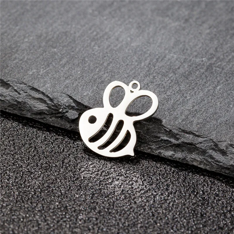 5pc/lot Cartoon Animal Charms Cat Bee Horse Tiger Koala Dinosaur Mini Stainless Steel Pendants for DIY Bracelet Necklace Making