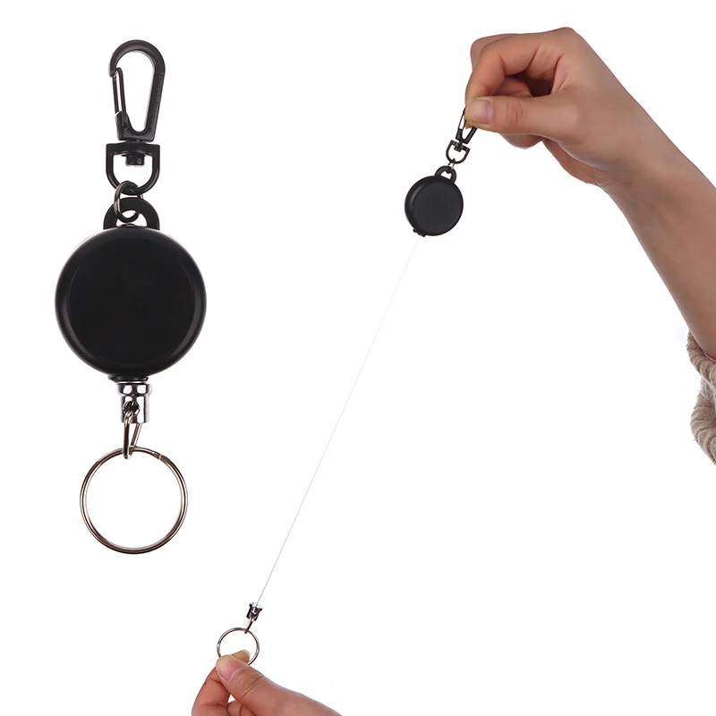 Anti Lost Keyrings Elastic Steel Wire Pull Keychain Tag Card Holder Recoil Belt Metal Badge Retractable Reel ID Badge Holder