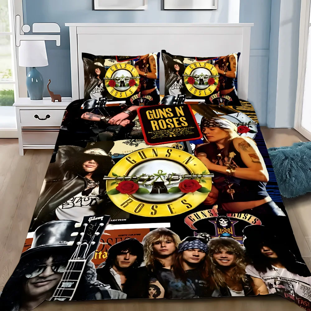 Duvet Cover Pillowcase Bedding Set Hot Band G-Guns N R-Roses Adult Boy Girl Bedroom Decoration Children Single Double Large Size