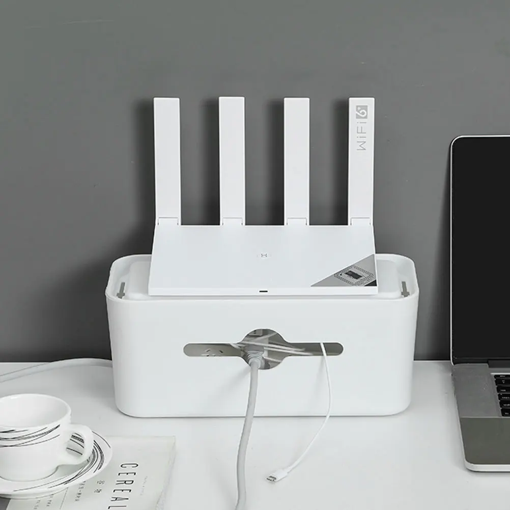 

1Pcs Cable Management Box ABS White Strong Durable Multi-Purpose Network Data Cable Storage Socket Container Wire Storage Box