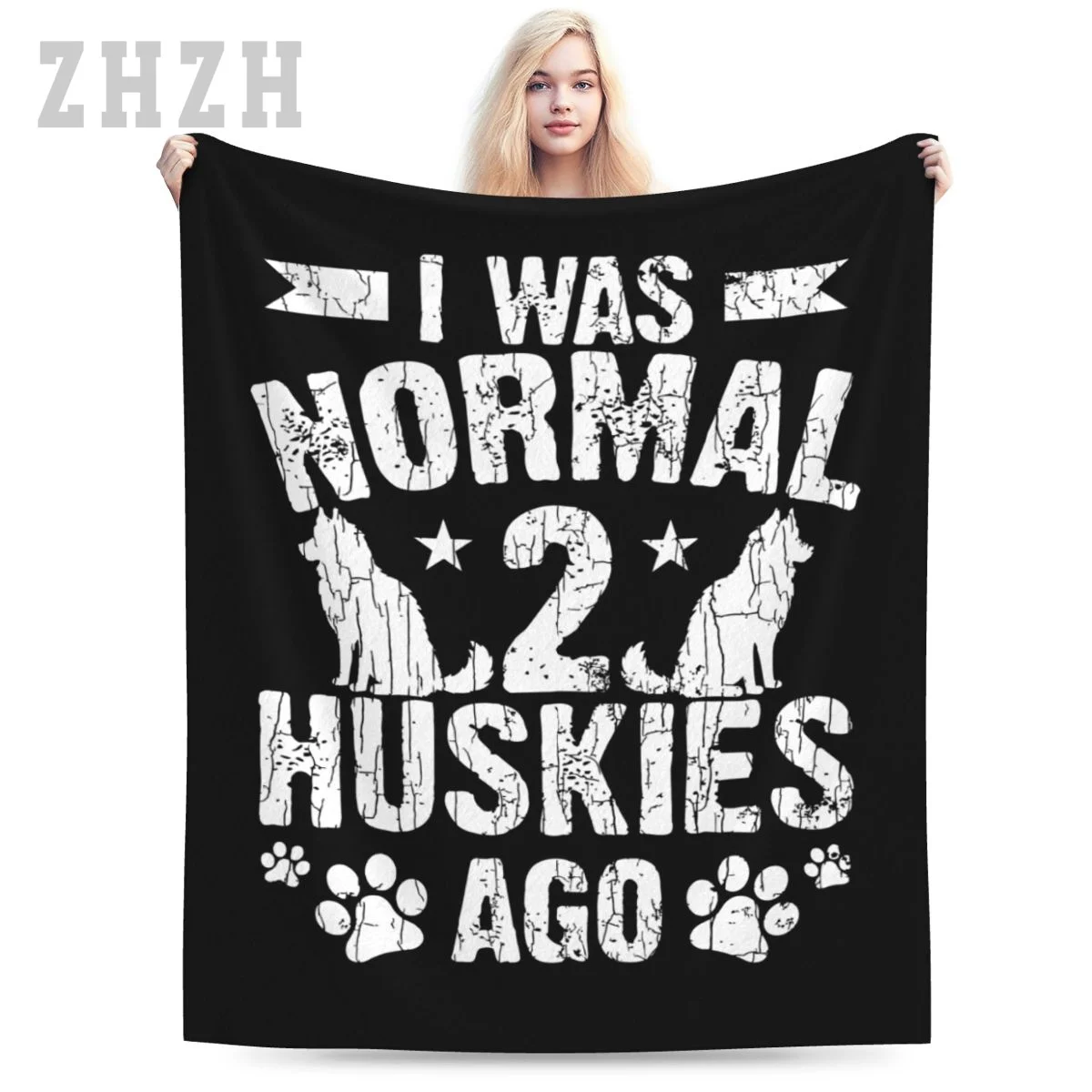 Blanket Siberian Husky I Was Normal 2 Huskies Ago Dog Flannel Multifunction Camping Sofa Cover Keep Warm