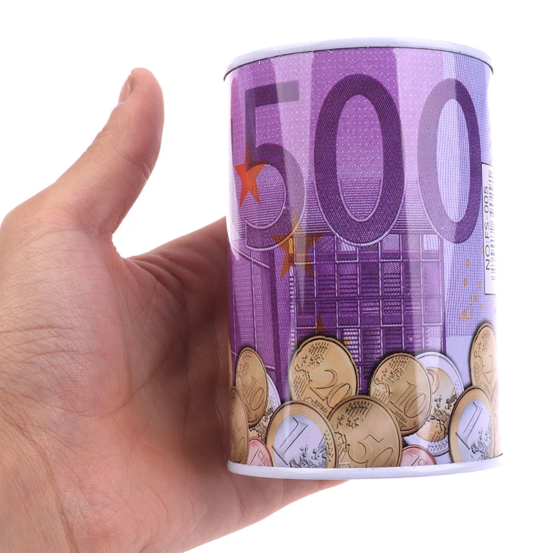Mealheiro cilíndrico para moedas de euro e dólar cofre_voghion.com