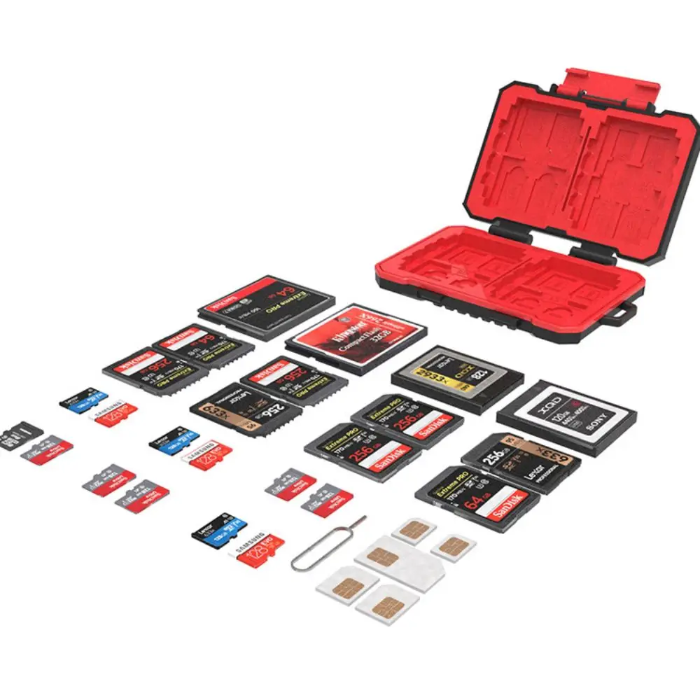 Caja de tarjeta SD para cámara, soporte para microsd, almacenamiento impermeable, antigolpes, fundas para tarjetas de memoria SD TF CF, tarjeta SIM, accesorios de fotografía