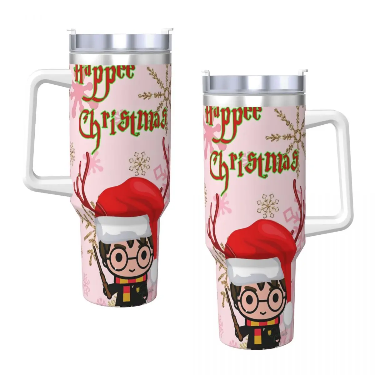 Stainless Steel Tumbler Harrys Potters Mugs Cup Straws Christmas Hot Drinks Water Bottle Keep Heat Large Capacity Coffee Mug