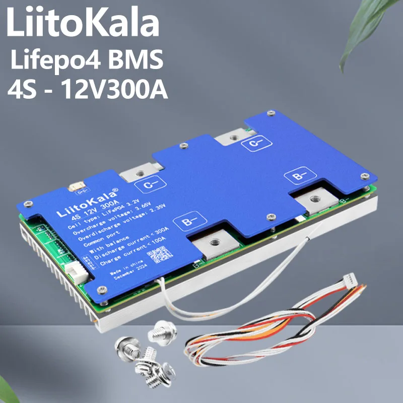 LiitoKala BMS 4S-12V100A 150A 200A 300A Smart BMS Lifepo4 With Car Starting Power Uart Series Heat Passive Balance Function