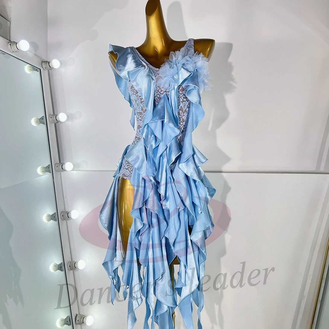 Latin Dance Adult Children'S Dress AB Stone High-End Custom Ruffle Irregular Precisely Tango Women'S Clothing