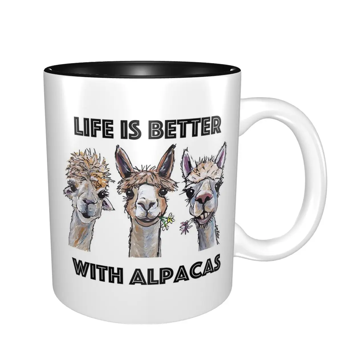 Life Is Better With Alpacas Art Mug Funny Ceramic Coffee Cups Tea Mugs Milk Cup Drinkware Gifts for Friends