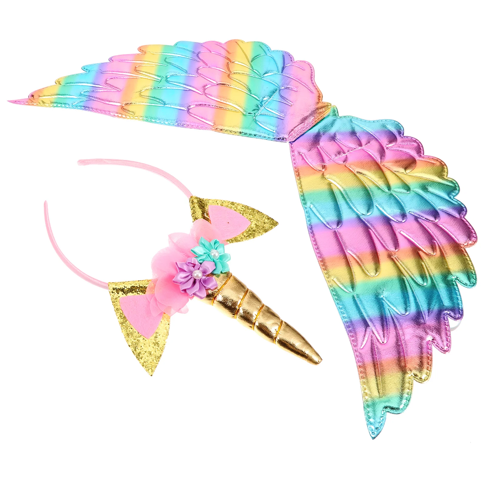 Unicorn Wings Performance Clothes Hair Hoop Party Costume Girls Christmas Gifts Adorable Photo Props Head Plastic Baby