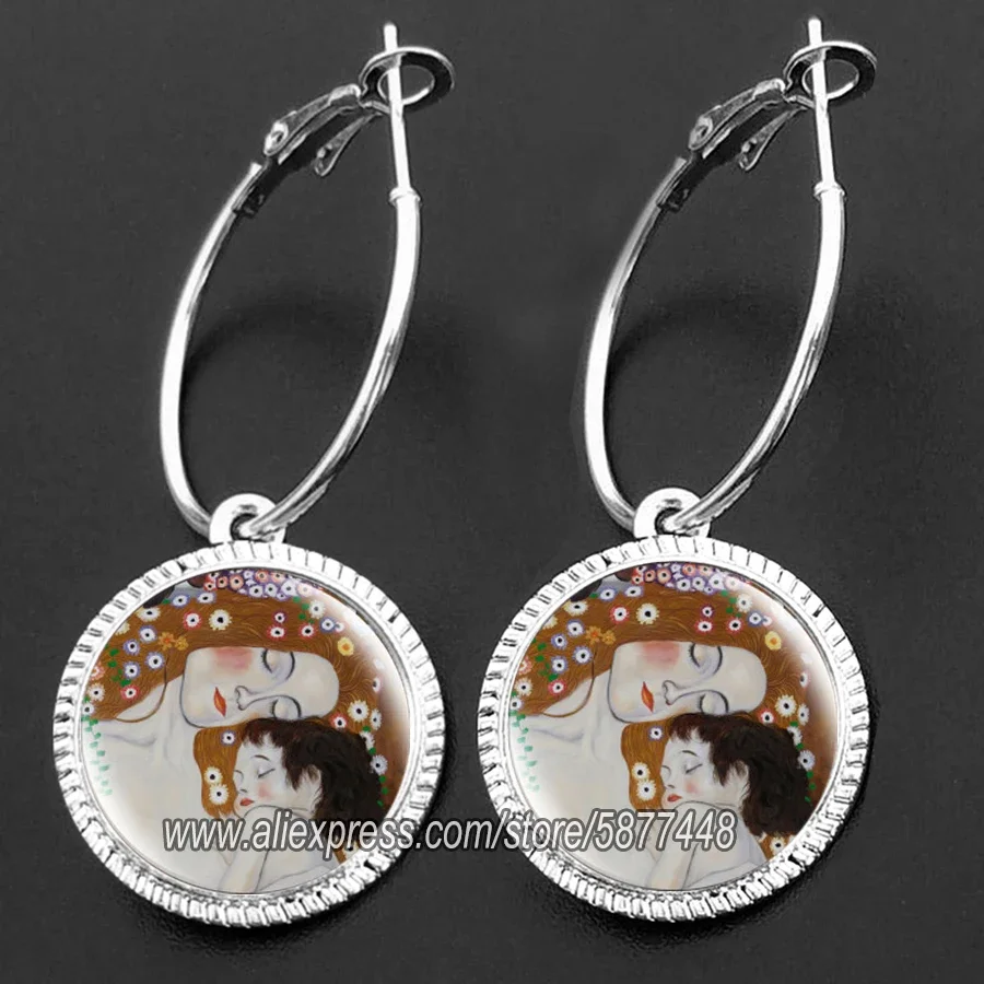 Van Gogh Dangle Earrings Starry Night Loop Earring Women Girl Gift Glass Cabochon Jewelry Hoop Earings Delicate Ear Hoop