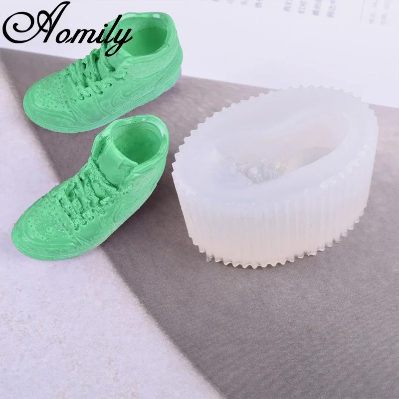 Aomily Shoes Crystal Epoxy Silicone Molds Mini Shoes Tools Basketball Shoes High Top Sneakers Jewelry Resin DIY Gifts for Man