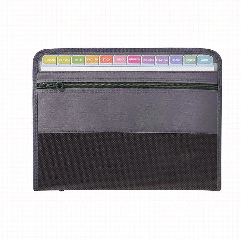 A4 Expanding File Folder with Sticky Labels,13 Pockets Accordion Document Organizer Expanding File Folder with Zipper Closure