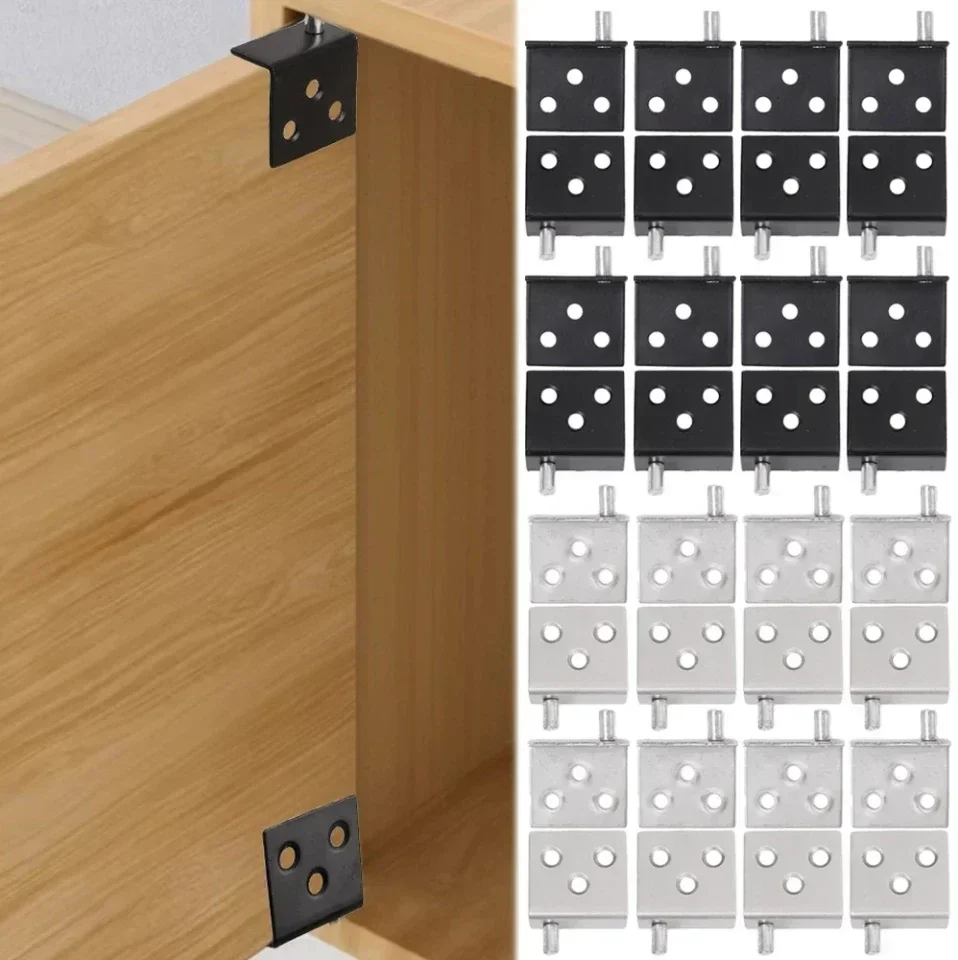 4/1Set Concealed Hinges Invisible Cabinet Up and Down Door Pivot CT Corner Codes for Wood Panel Cupboard Display Support Bracket