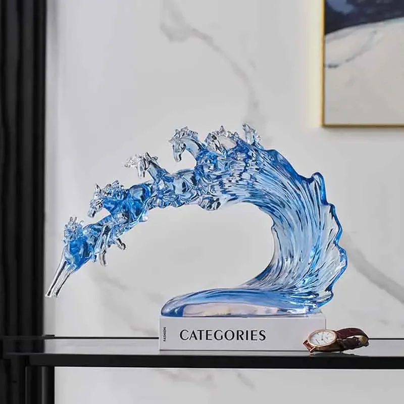 

Transparent Resin Handicraft Horse Sculpture Ornaments Living Room TV Cabinet Desktop Decoration Creative Artworks Statue Gifts