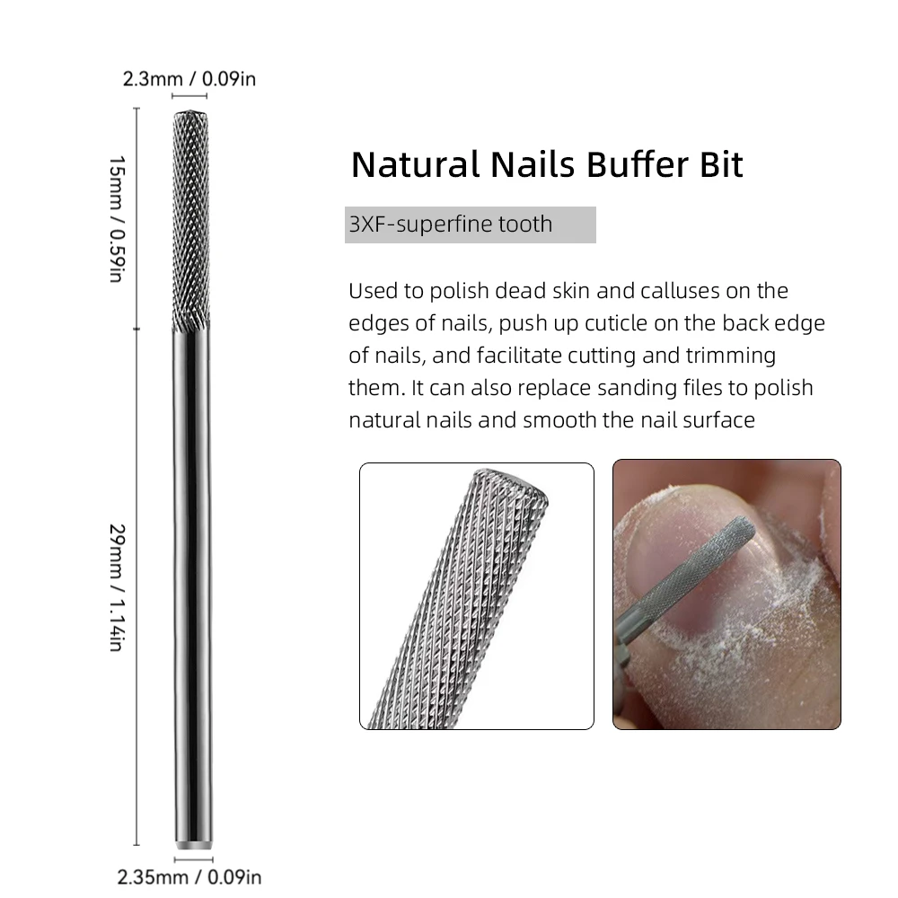 3XF Natürliche Nagel Schleifen Kopf Basis Mantel Häutchen Entfernung Fräser Für Maniküre Nagel Gestaltung Werkzeug Elektrische Maniküre Bohrer