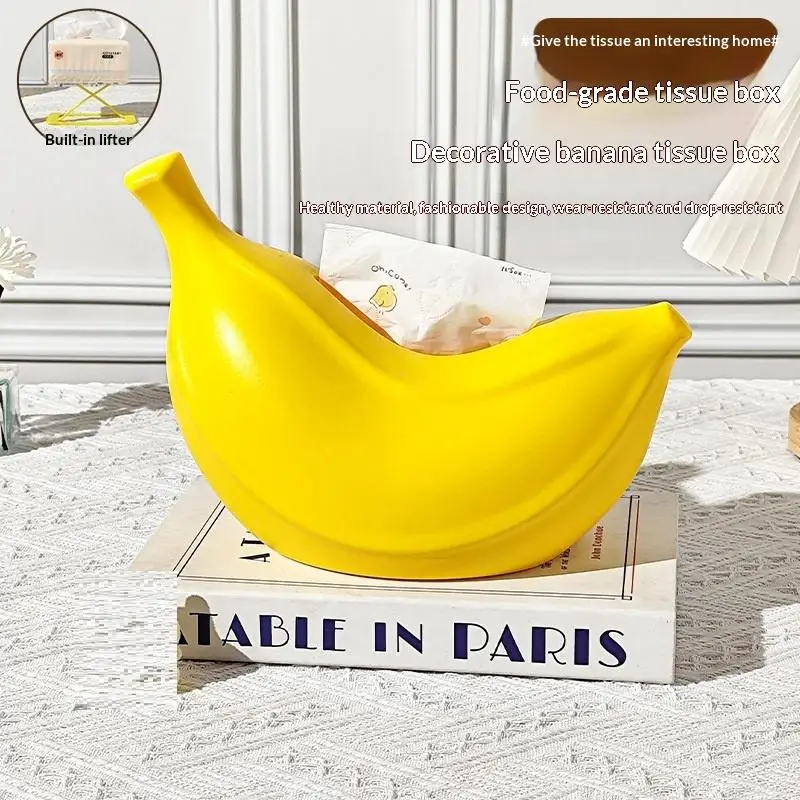 Unique Banana Shape Plastic Tissue Box Non-slip Napkin Holder for Living Room Coffee Table Bathroom Counter