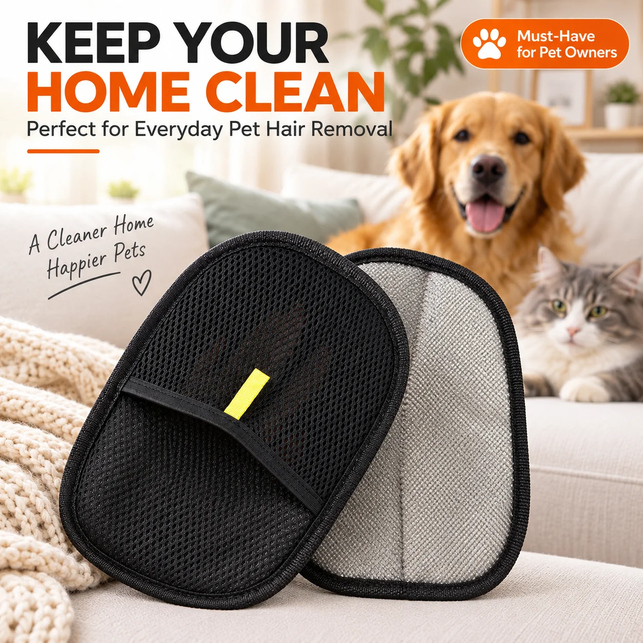 1PC Pet Hair Remover Glove Reusable Dog Cat Fur Lint Cleaner for Sofa Carpet Clothes Bed Car Seat Furniture Cleaning Tool