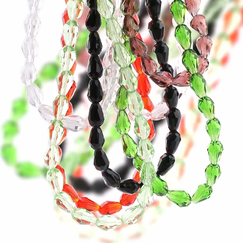 Faceted Teardrop Glass Beads 39 Colors Clear Waterdrop Crystal Beads Center Drilled Drop Spacer Beads for DIY Craft Jewelry view 3
